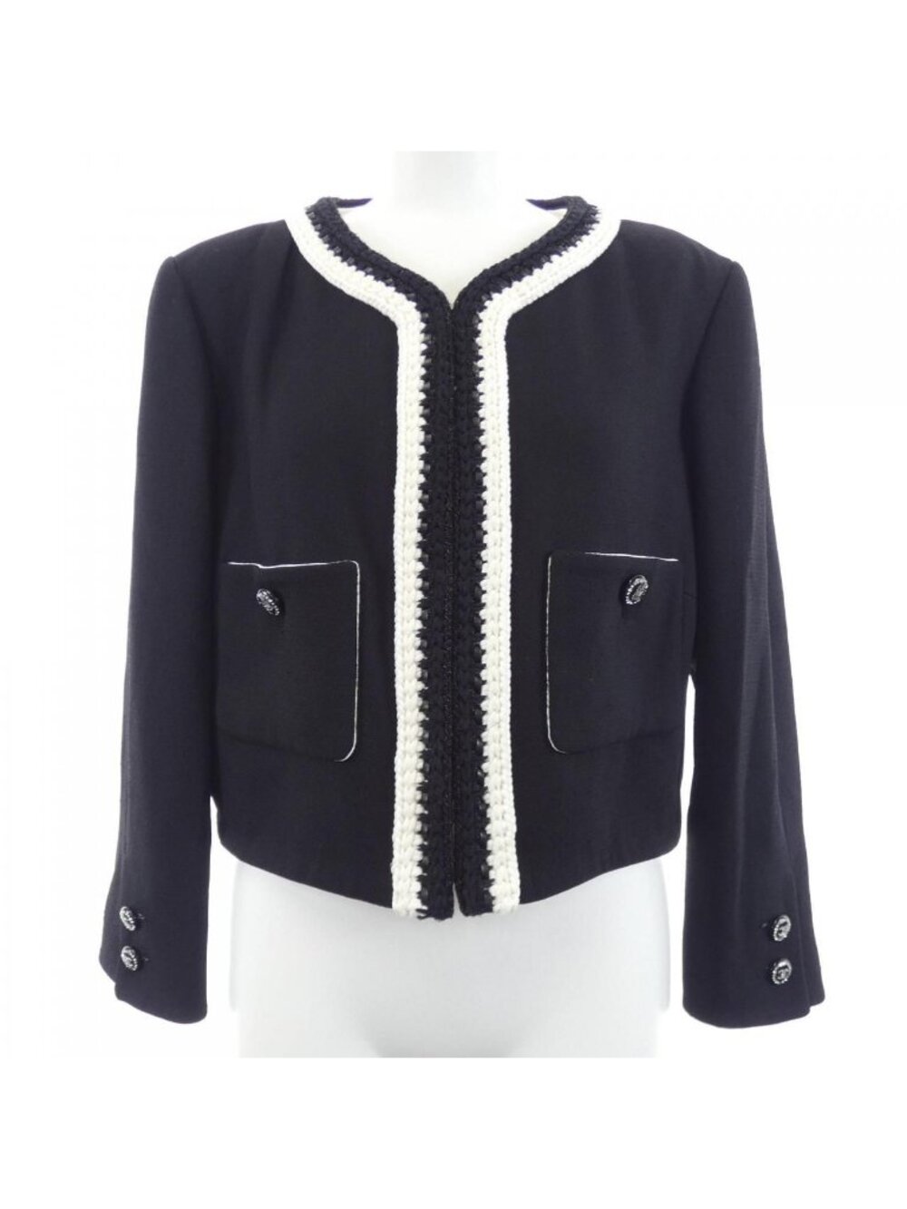 Chanel Collarless Jacket Black